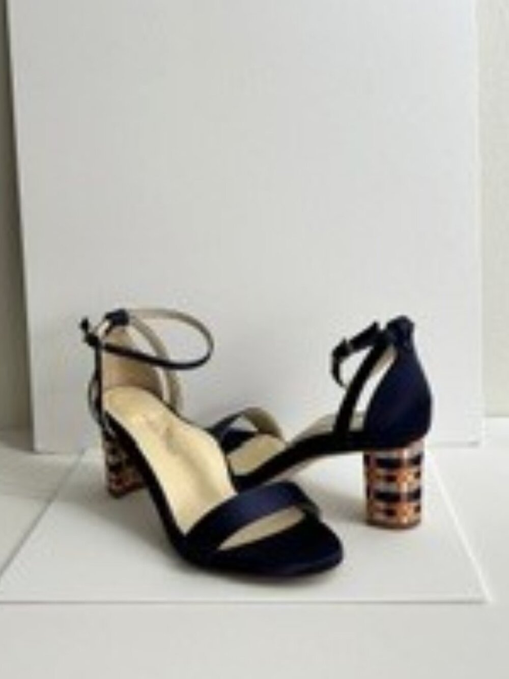 Sarah Flint Perfect Block Sandal 60 in Navy Size IT 38.5 - US 8 to 8.5